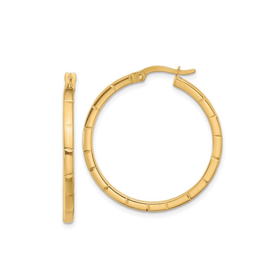 Jewelry Josephs Jewelers Home | 14K Yellow Gold Grooved Hoop Earrings - Josephs Jewelers