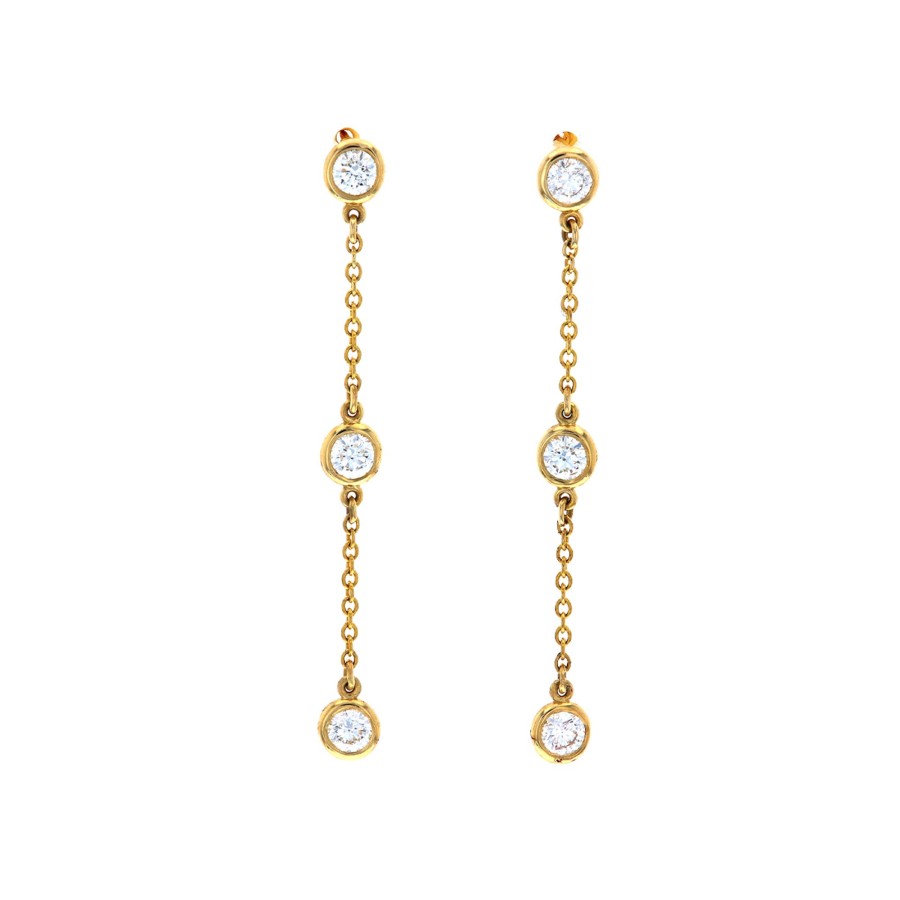 Jewelry Josephs Jewelers Home | 14K Yellow Gold Diamond Dangle Earrings White