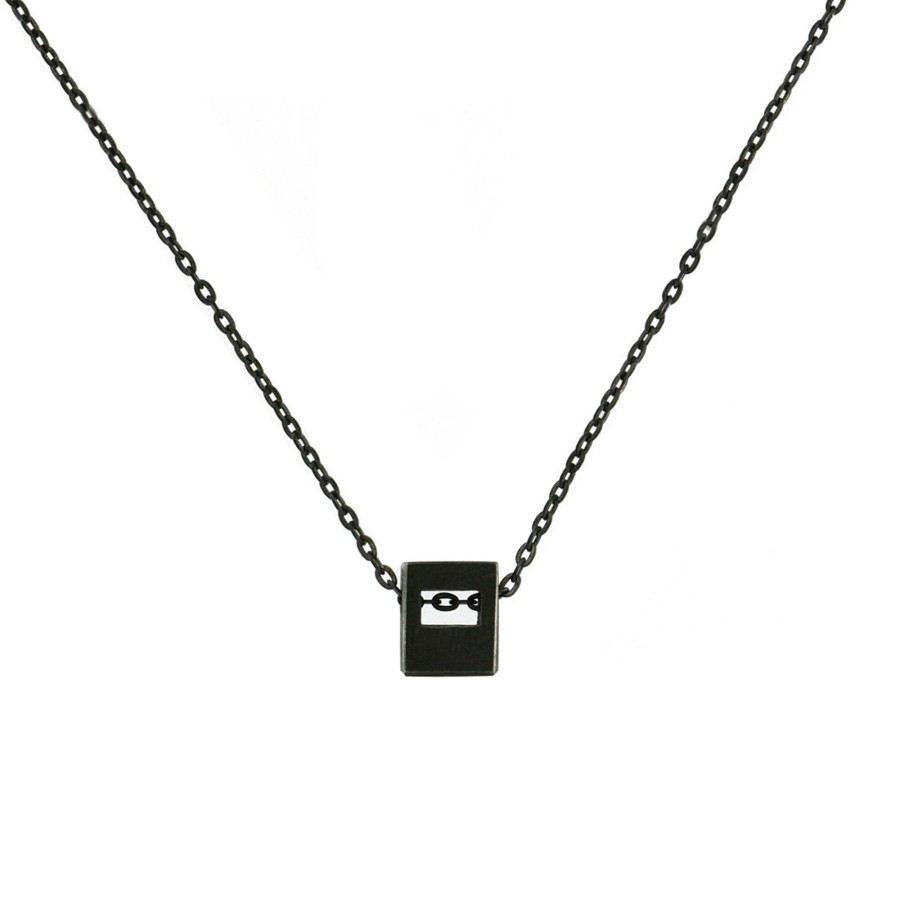 Jewelry Josephs Jewelers Home | Oxidized Sterling Silver Square Cutout Pendant With Chain - Josephs Jewelers