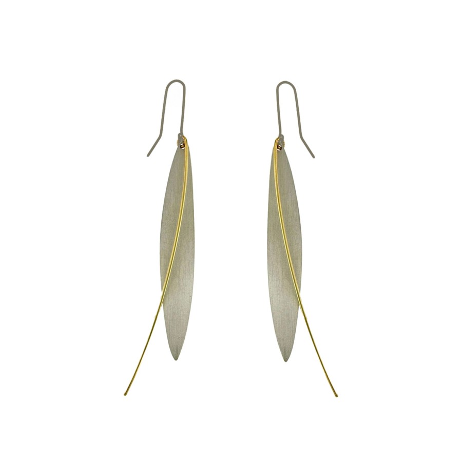 Jewelry Josephs Jewelers Home | Two-Tone Sterling Silver Petal Dangle Earrings - Josephs Jewelers