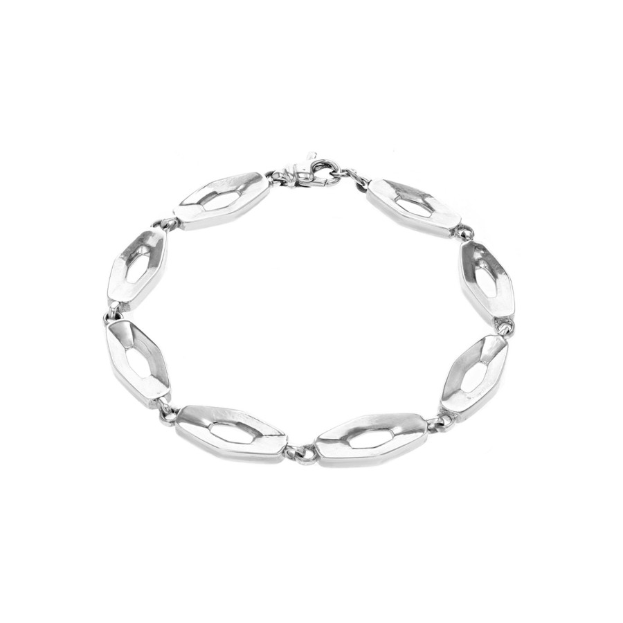 Jewelry Josephs Jewelers Home | Sterling Silver Hexagon Link Bracelet