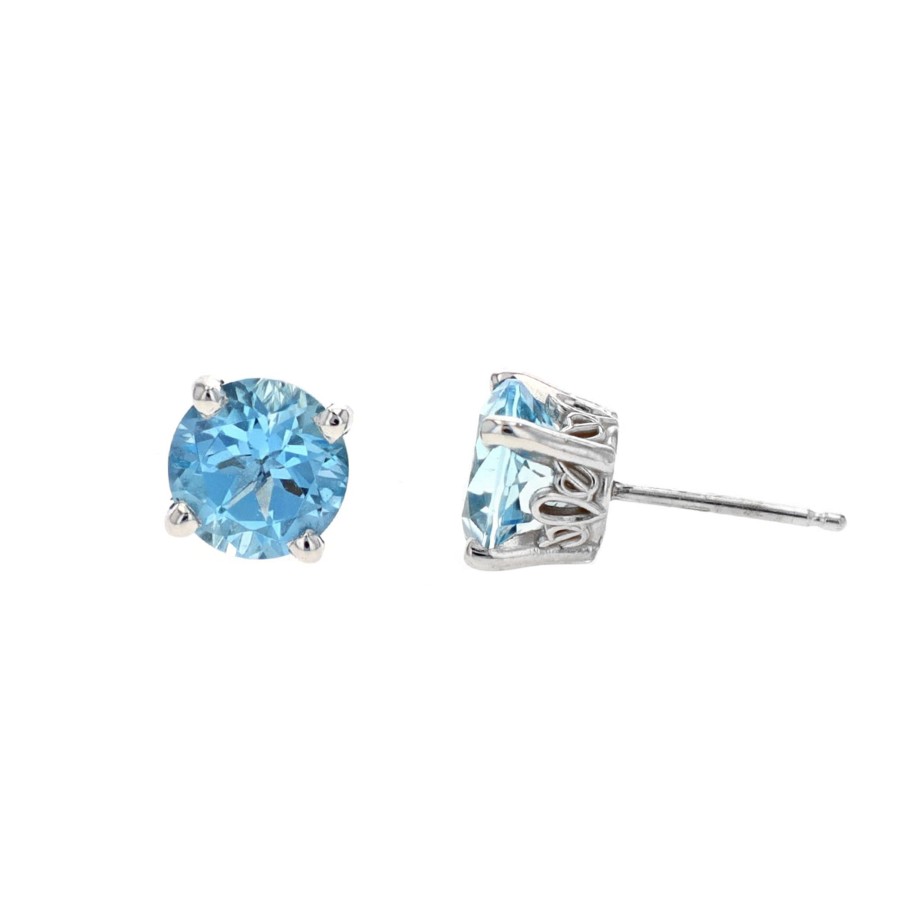 Jewelry Josephs Jewelers Home | 14K White Gold 2.50 Carat Aquamarine Stud Earrings Blue