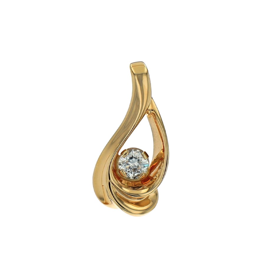 Jewelry Josephs Jewelers Home | 14K Yellow Gold Diamond Freeform Pendant White