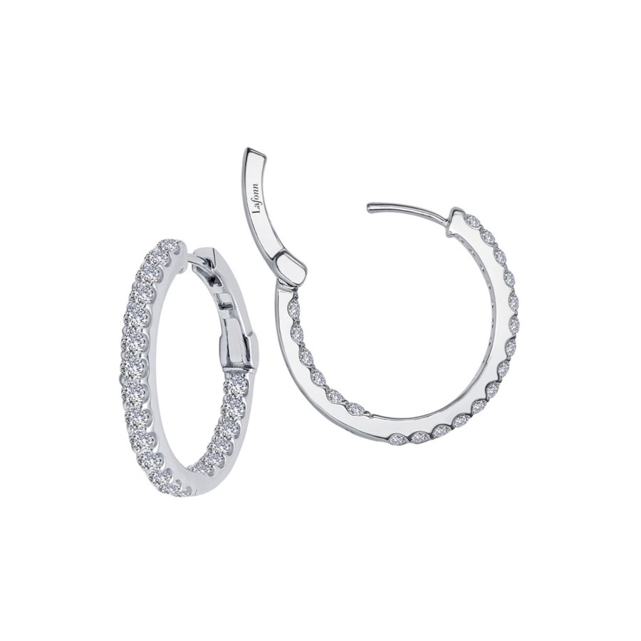 Jewelry Josephs Jewelers Home | Sterling Silver Inside-Out Cubic Zirconia Hoop Earrings White