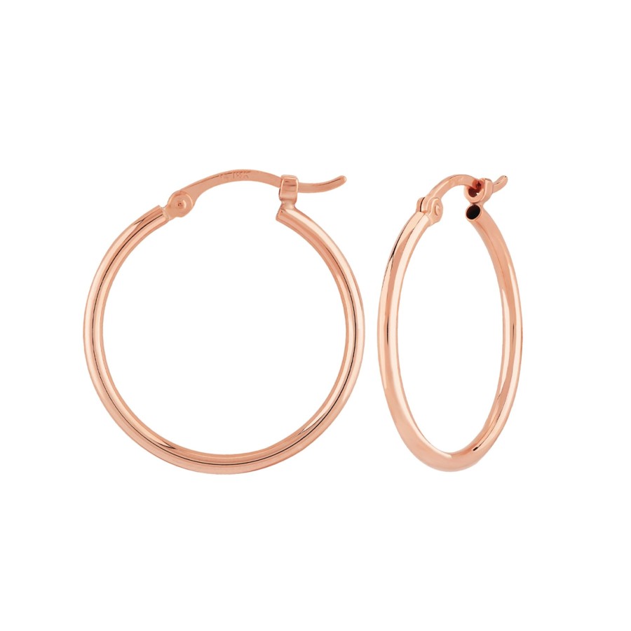 Jewelry Josephs Jewelers Home | 14K Rose Gold 20 Mm Tube Hoop Earrings