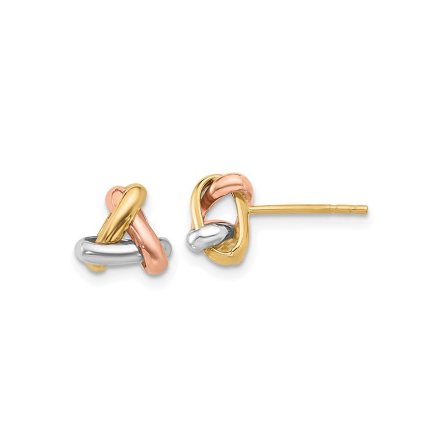 Jewelry Josephs Jewelers Home | 14K Tri-Tone Love Knot Earrings - Josephs Jewelers