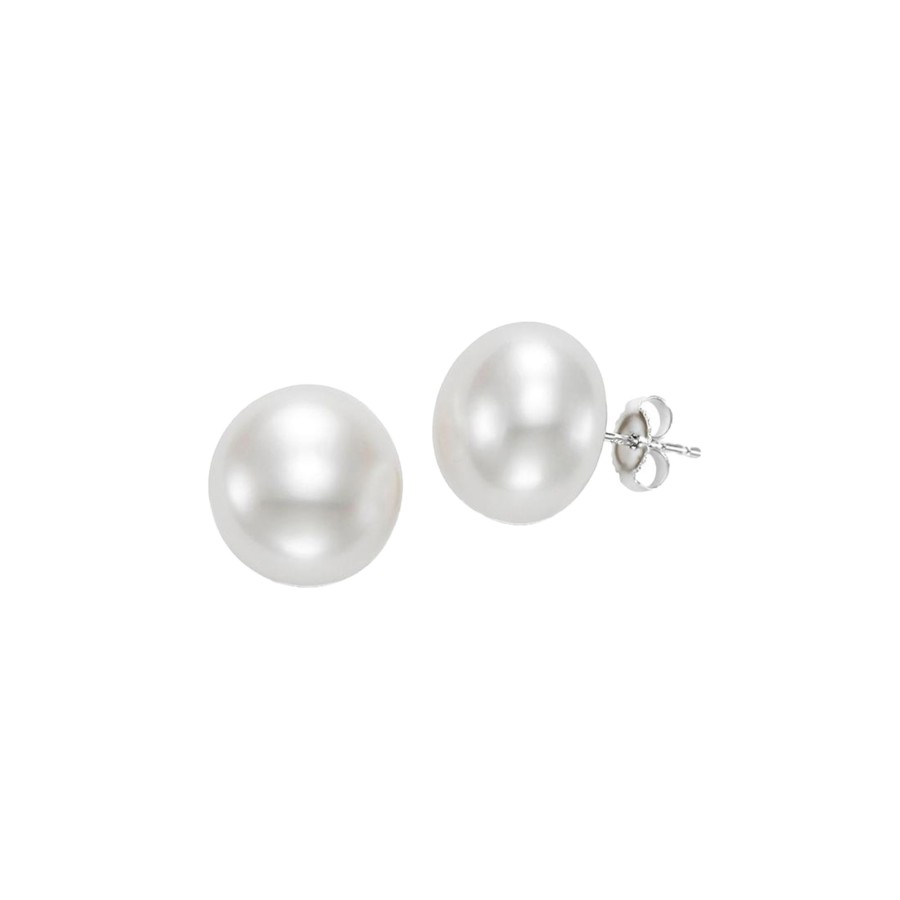 Jewelry Josephs Jewelers Home | 14K Gold Freshwater Pearl Button Stud Earrings White