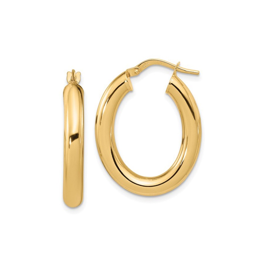 Jewelry Josephs Jewelers Home | 14K Yellow Gold Polished Oval Hoop Earrings