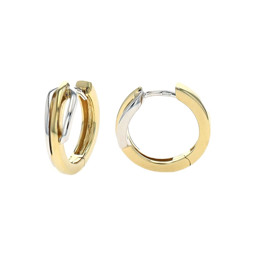 Jewelry Josephs Jewelers Home | 14K Two-Tone Huggie Hoop Earrings - Josephs Jewelers