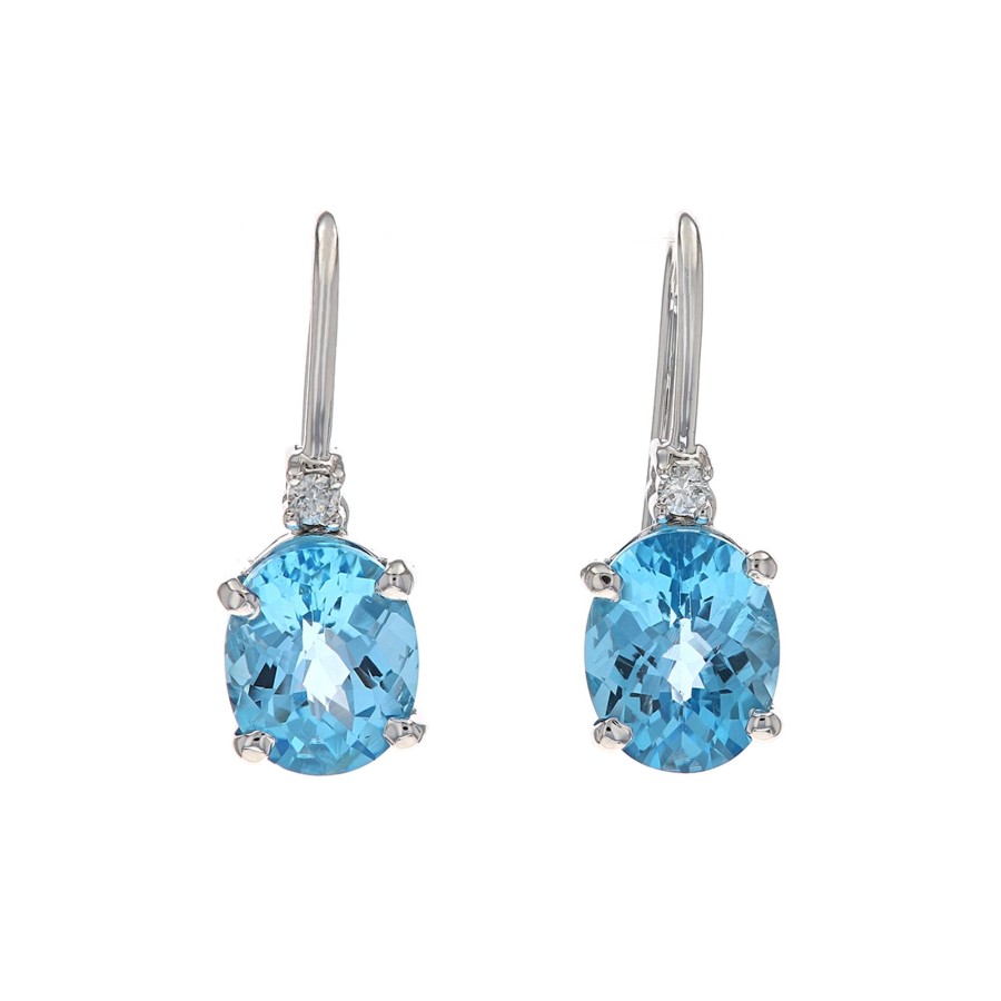 Jewelry Josephs Jewelers Home | 14K White Gold Topaz Dangle Earrings Blue