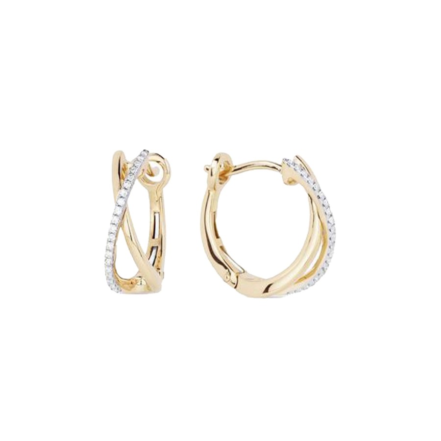 Jewelry Josephs Jewelers Home | 14K Yellow Gold "X" Diamond Hoop Earrings - Josephs Jewelers