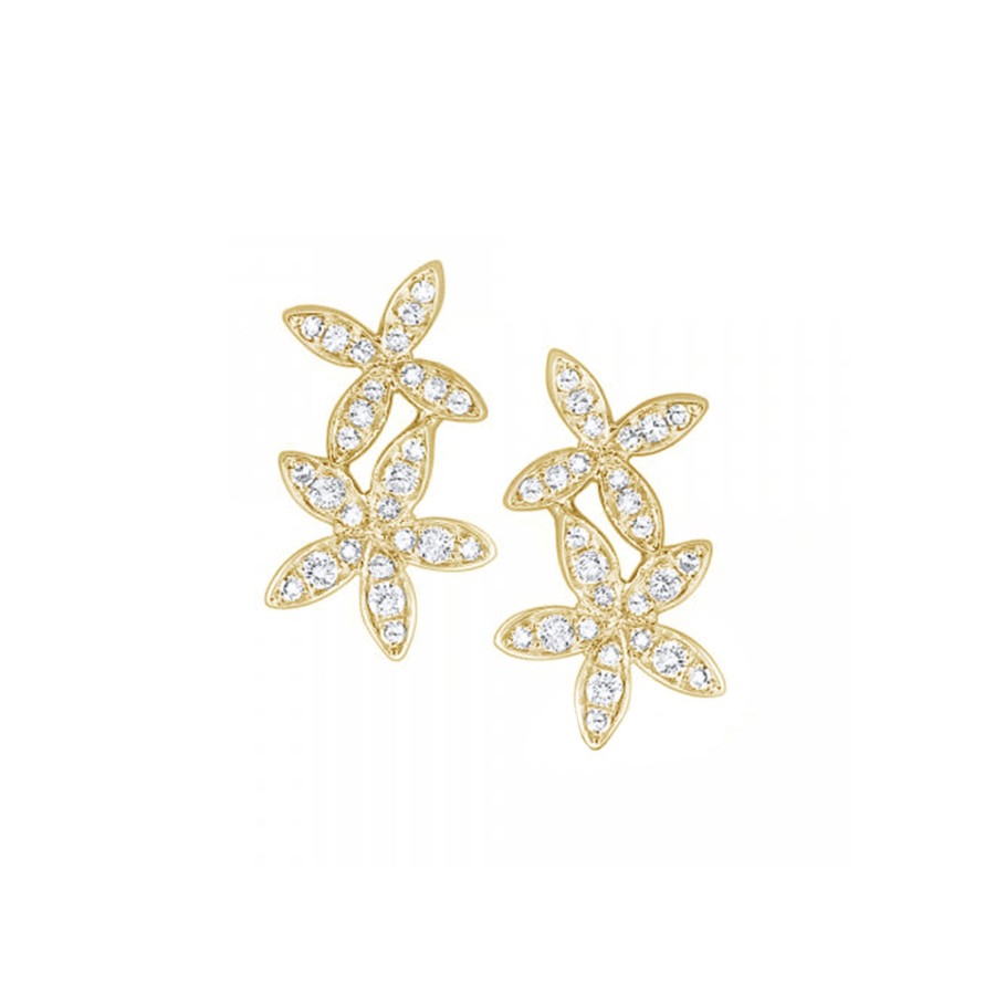 Jewelry Josephs Jewelers Home | 14K Yellow Gold Double Star Diamond Earrings - Josephs Jewelers