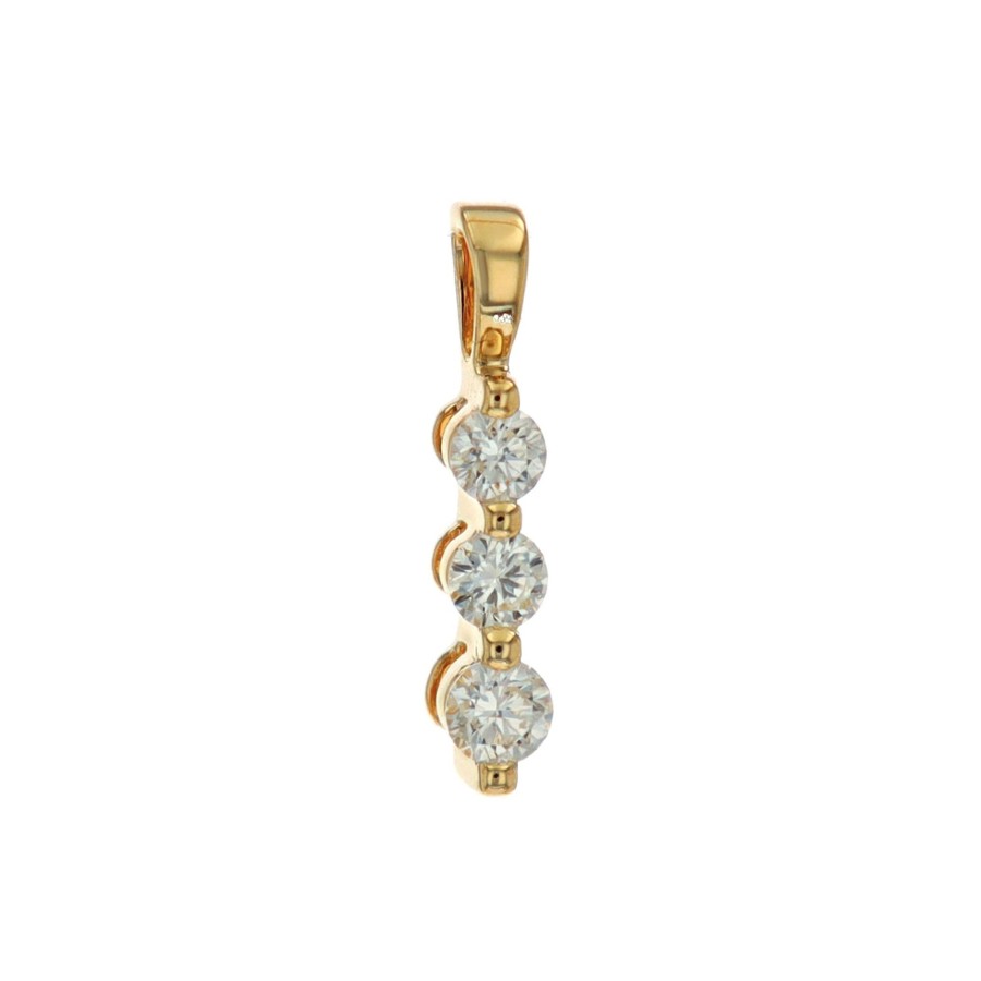 Jewelry Josephs Jewelers Home | 14K Yellow Gold Vertical Diamond Pendant White