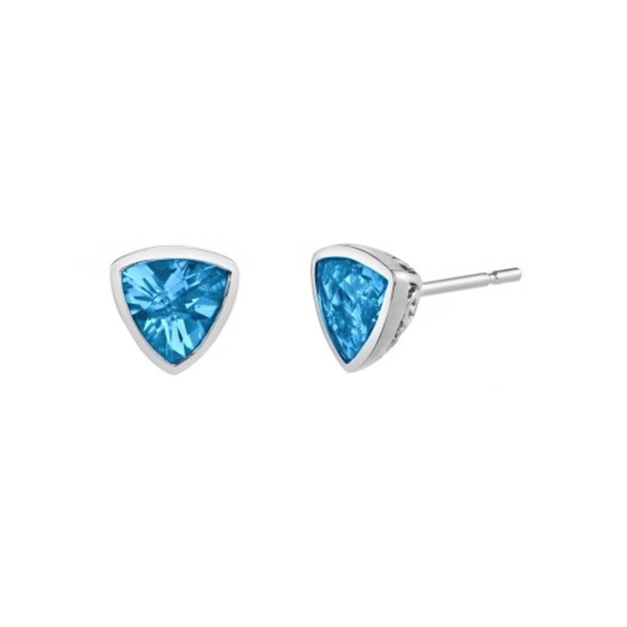 Jewelry Josephs Jewelers Home | 14K White Gold Trilliant Topaz Earrings Blue