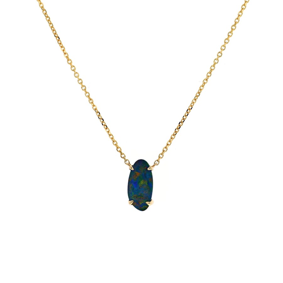 Jewelry Josephs Jewelers Home | 14K Yellow Gold Opal Doublet Necklace - Josephs Jewelers Multi