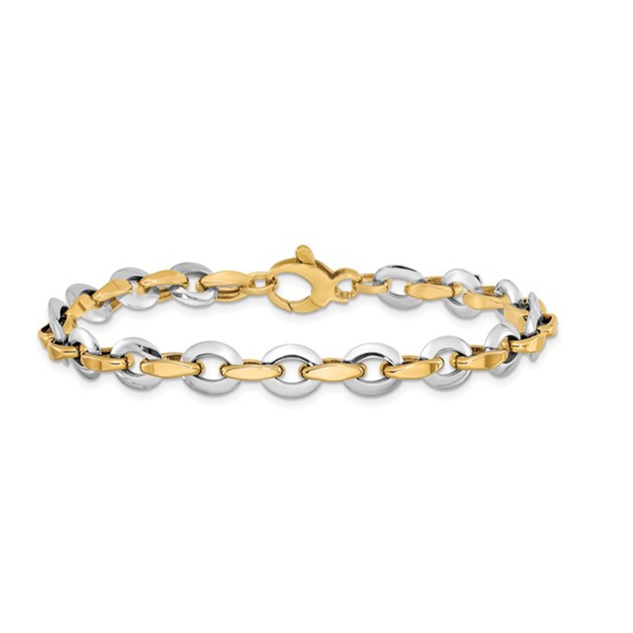 Jewelry Josephs Jewelers Home | 14K Two-Tone Polished Oval Link Bracelet - Josephs Jewelers