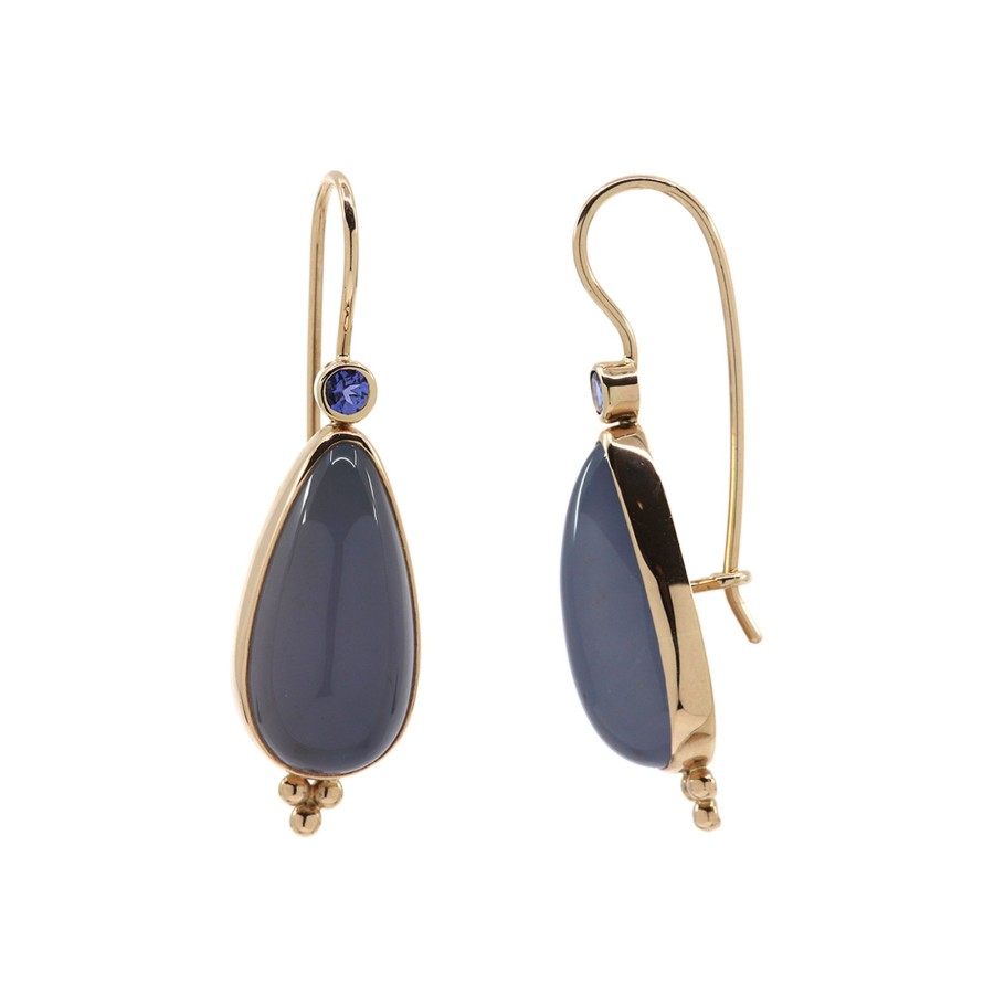 Jewelry Josephs Jewelers Home | 14K Yellow Gold Chalcedony And Tanzanite Earrings Multi