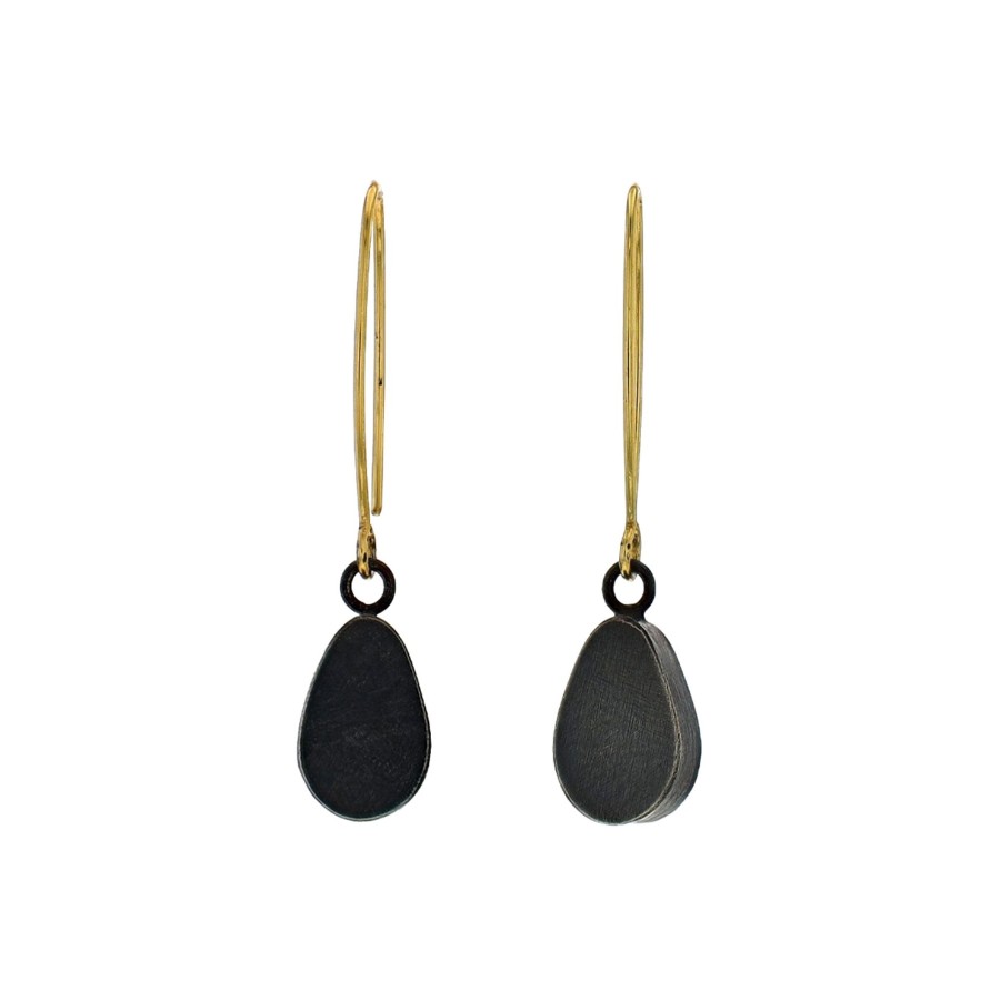 Jewelry Josephs Jewelers Home | Oxidized And Gold Plated Sterling Silver Teardrop Earrings - Josephs Jewelers Black