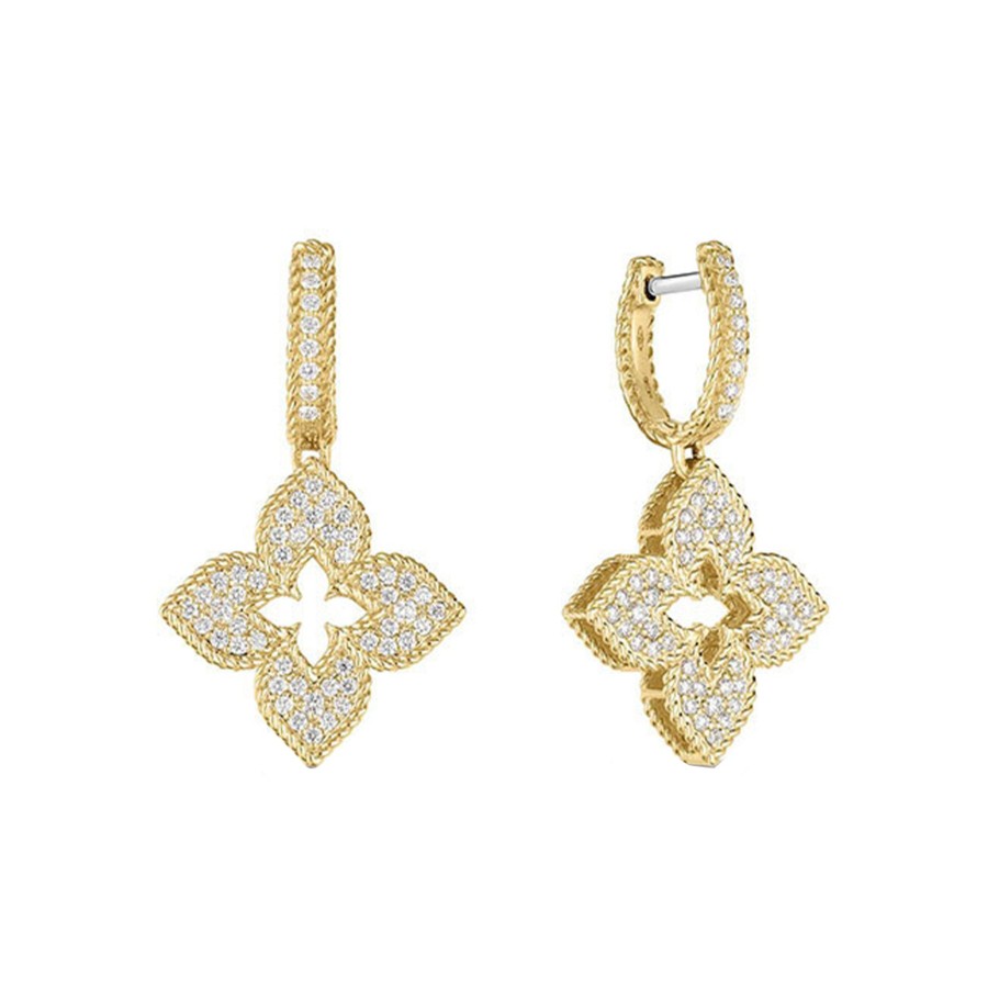 Jewelry Josephs Jewelers Home | 18K Yellow Gold Diamond Venetian Earrings White