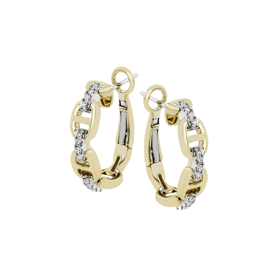 Jewelry Josephs Jewelers Home | 18K Two Toned Diamond Hoop Earrings - Josephs Jewelers White