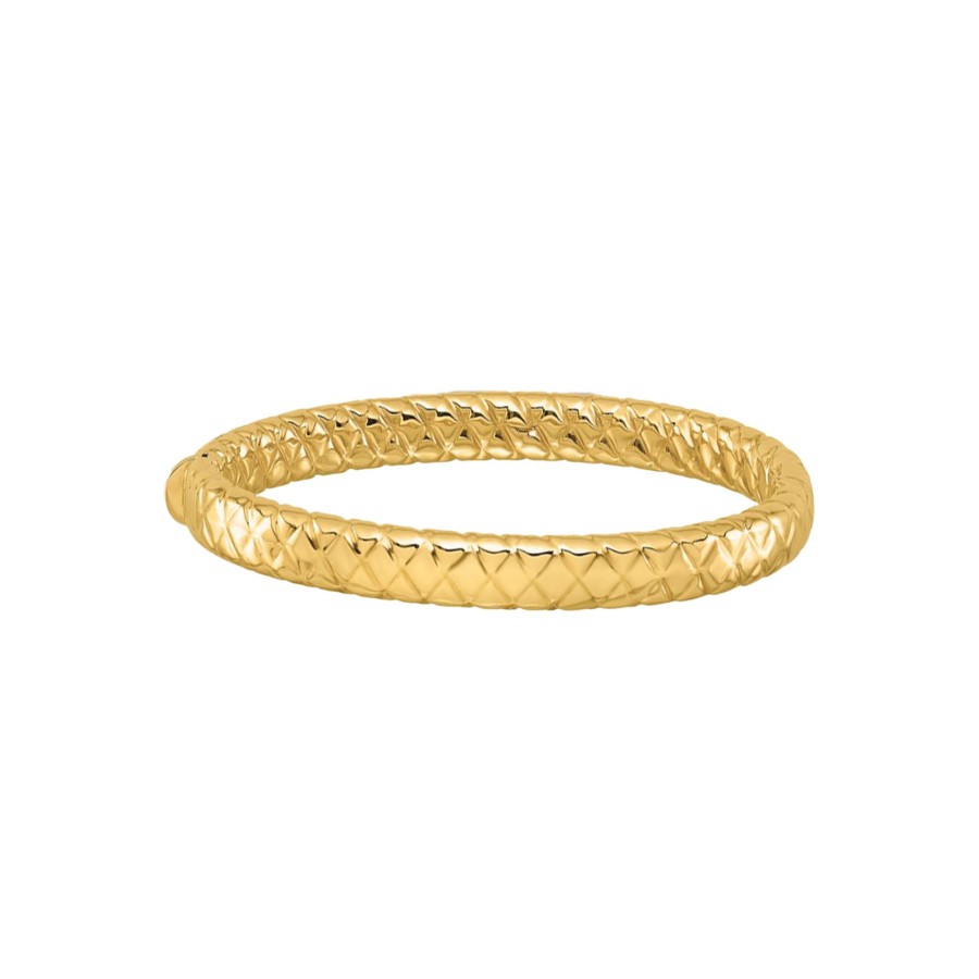 Jewelry Josephs Jewelers Home | 14K Yellow Gold 8-Inch Textured Bangle Bracelet - Josephs Jewelers