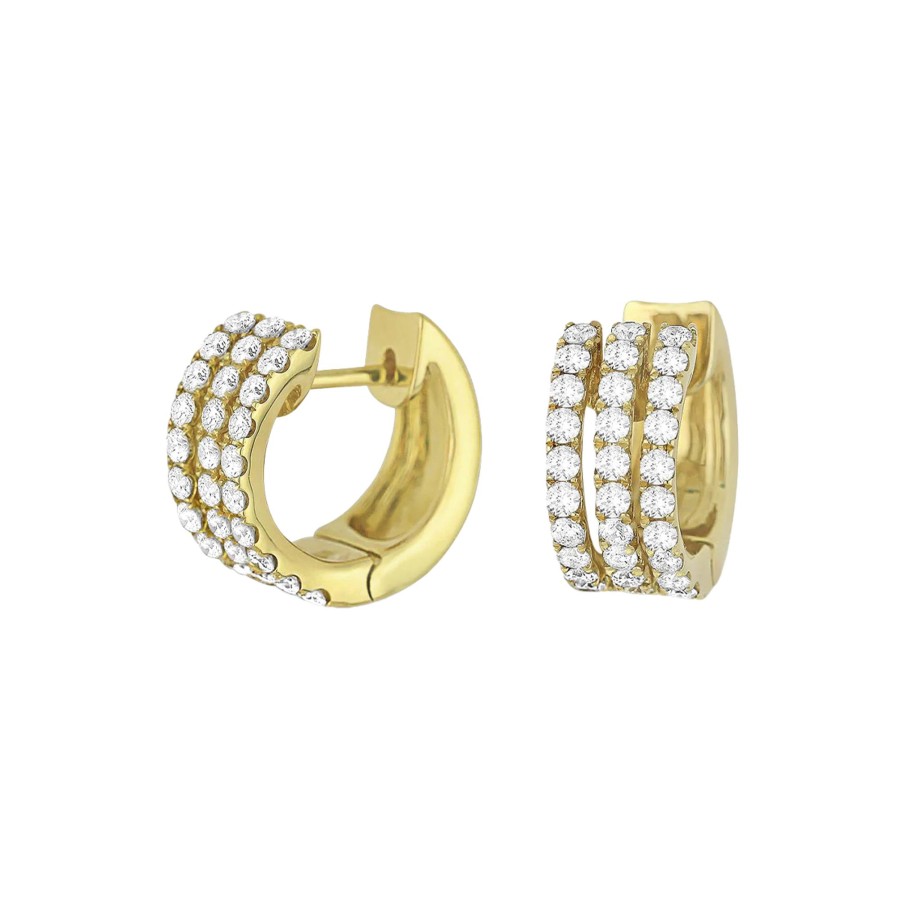 Jewelry Josephs Jewelers Home | 14K Yellow Gold Small And Thick Diamond Hoop Earrings White