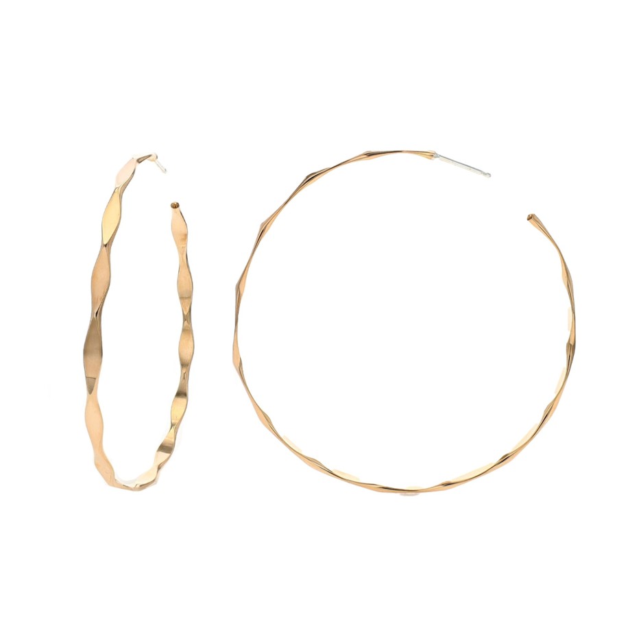 Jewelry Josephs Jewelers Home | Gold Filled Large Edged Hoop Earrings - Josephs Jewelers