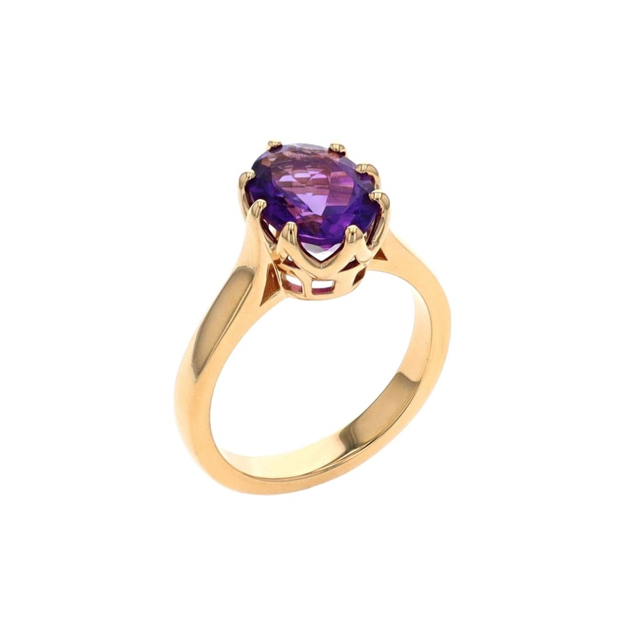 Jewelry Josephs Jewelers Home | 14K Yellow Gold 2.38 Carat Oval Amethyst Ring - Josephs Jewelers Purple