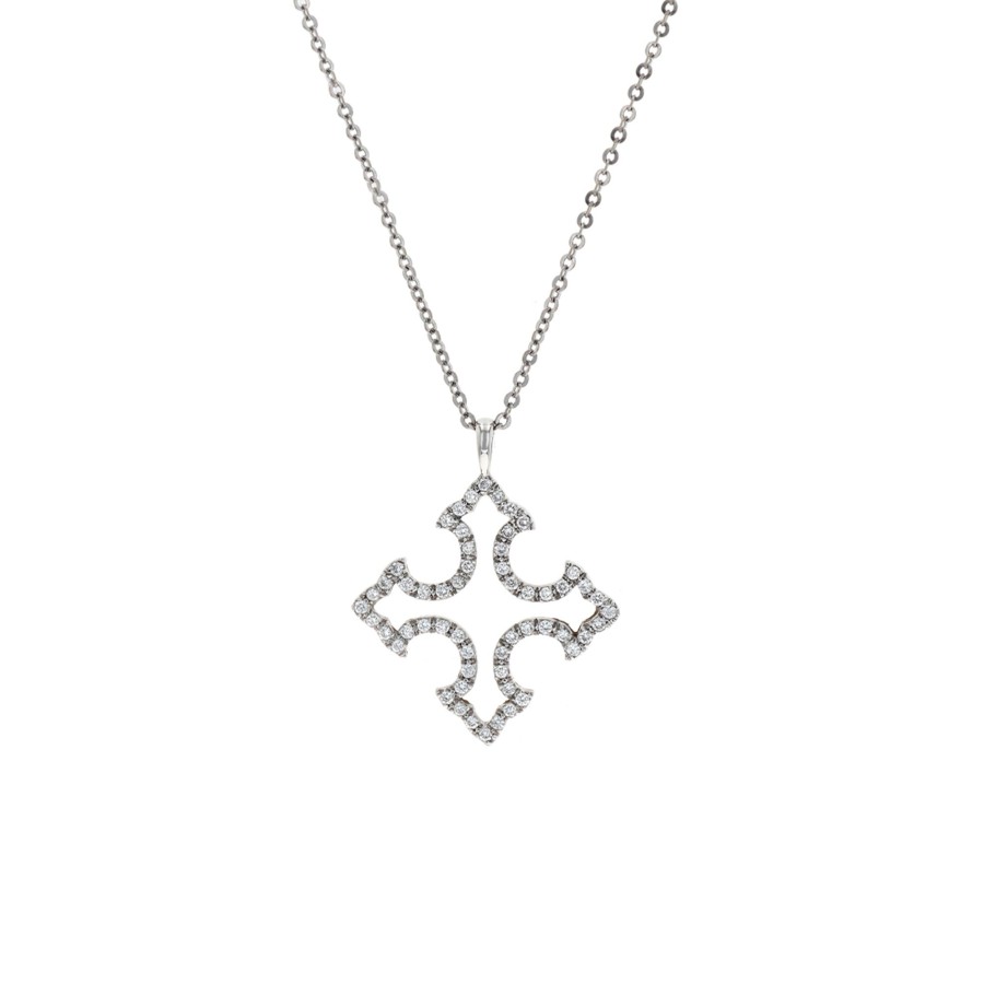 Jewelry Josephs Jewelers Home | Estate 18K Gold Verragio Diamond Pendant With Chain White