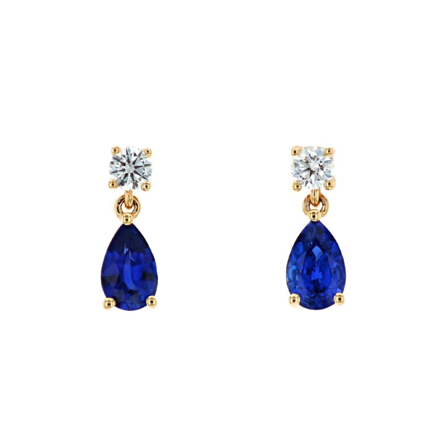 Jewelry Josephs Jewelers Home | 14K White Gold Sapphire And Diamond Earrings Blue