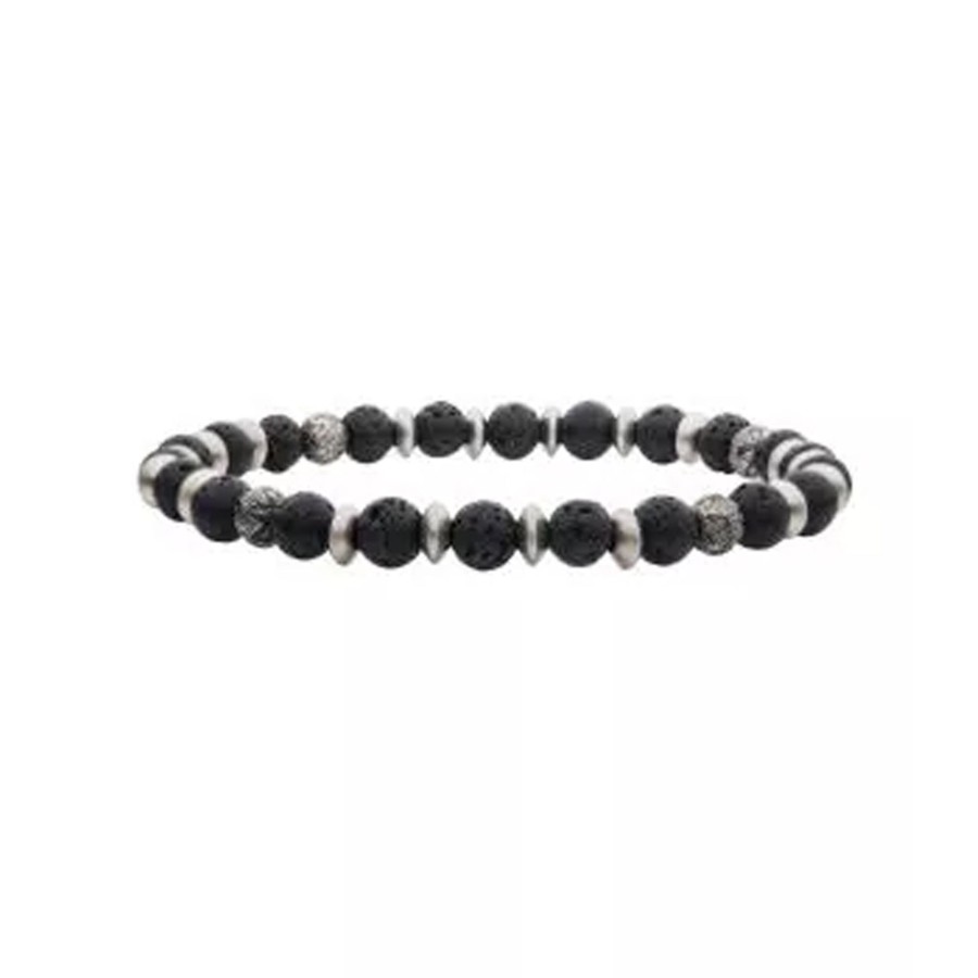 Jewelry Josephs Jewelers Home | Stainless Steel Lava Bead Bracelet Black