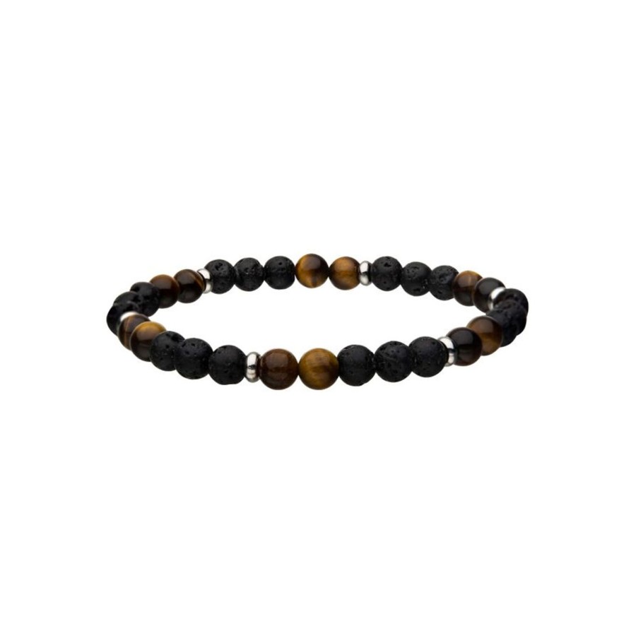 Jewelry Josephs Jewelers Home | Black Lava And Tiger Eye Beaded Bracelet Brown