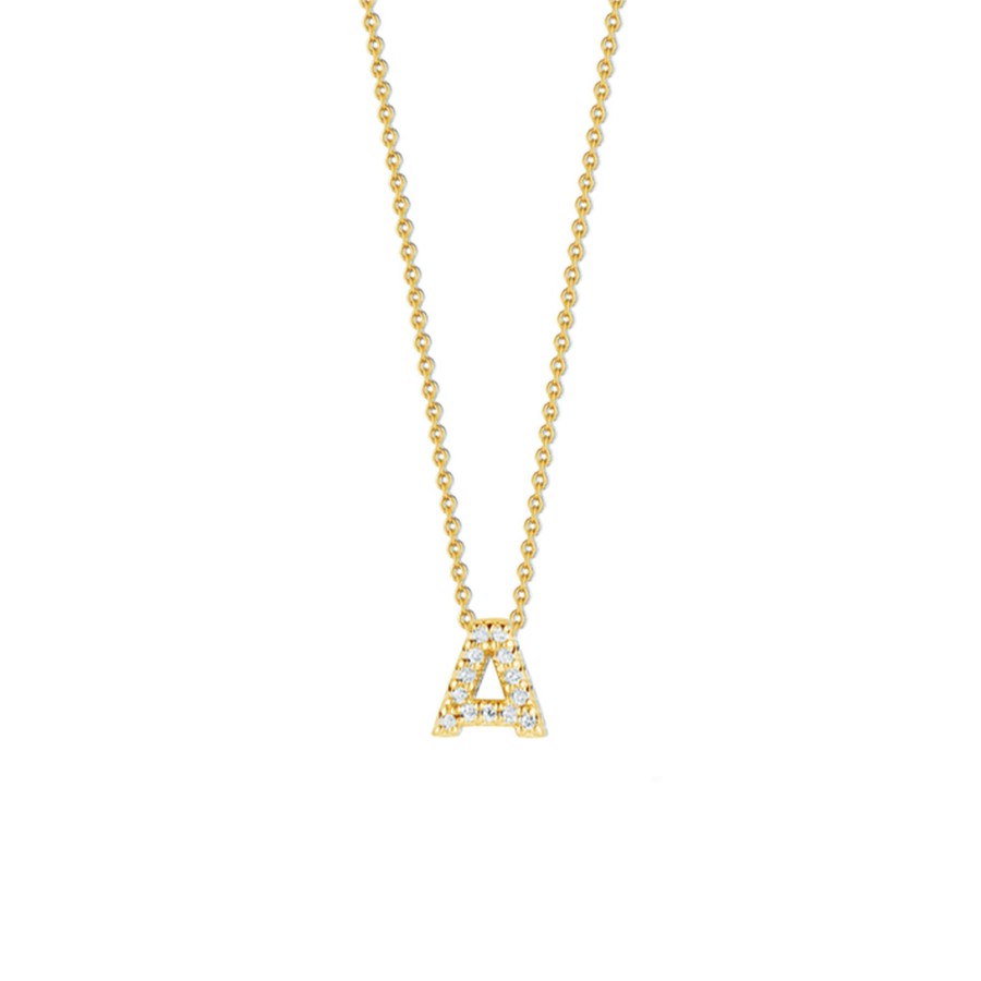 Jewelry Josephs Jewelers Home | 18K Yellow Gold Diamond "A" Necklace White