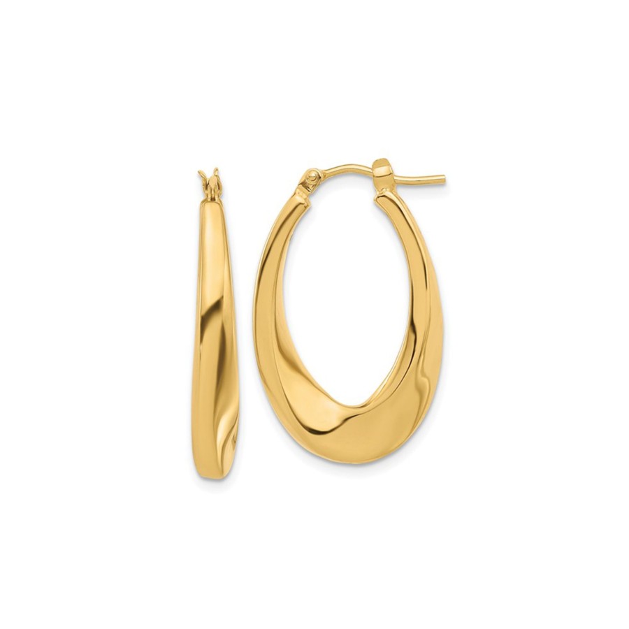 Jewelry Josephs Jewelers Home | 14K Yellow Gold Oval Twist Hoop Earrings