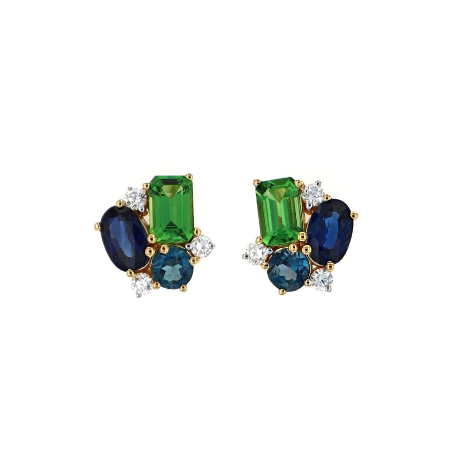 Jewelry Josephs Jewelers Home | 14K Yellow Gold Stone Earrings - Josephs Jewelers Multi