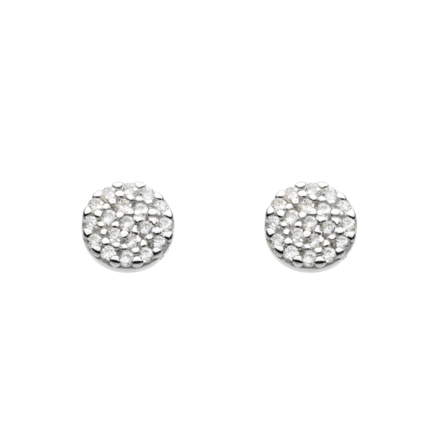 Jewelry Josephs Jewelers Home | Sterling Silver Dew Disc Cubic Zirconia Earrings White