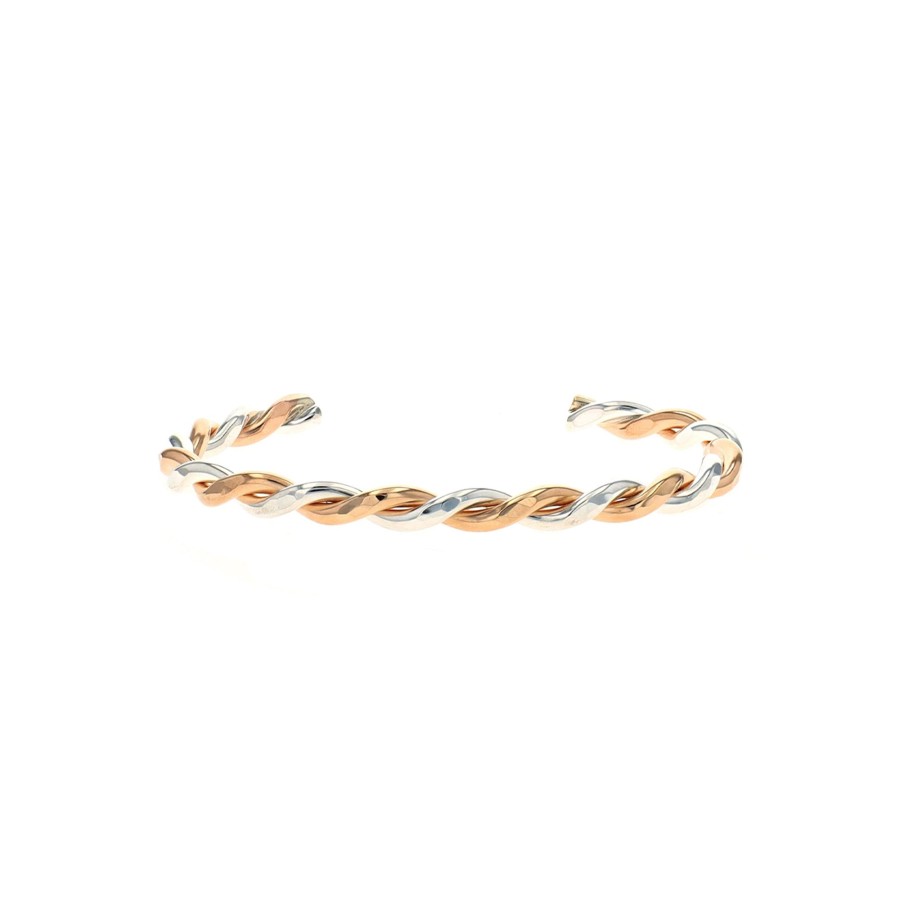 Jewelry Josephs Jewelers Home | Sterling Silver Two-Tone Twisted Cuff Bracelet - Josephs Jewelers