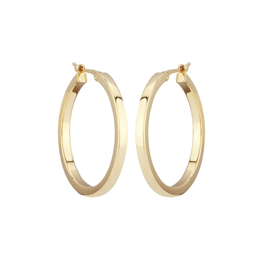 Jewelry Josephs Jewelers Home | 14K Yellow Gold Round Squared Tube Hoop Earrings