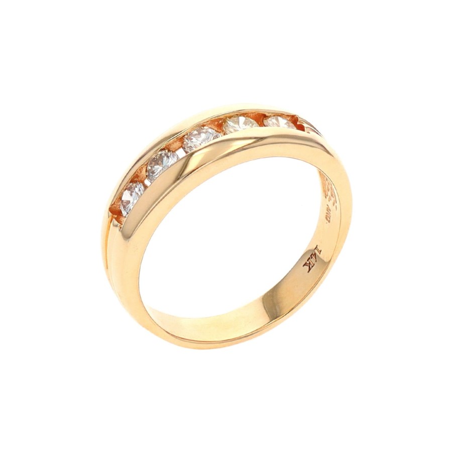 Jewelry Josephs Jewelers Home | Estate 14K Yellow Gold 5-Diamond Wedding Band White