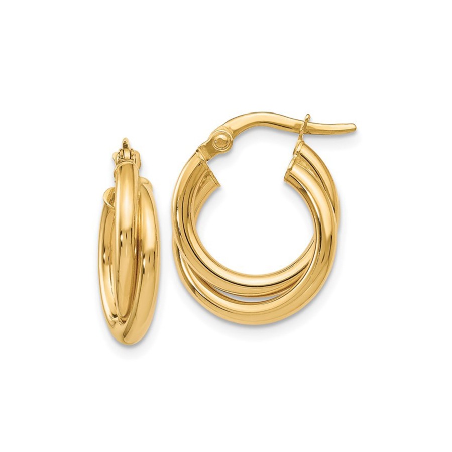 Jewelry Josephs Jewelers Home | 14K Yellow Gold Twisted Double Hoop Earrings