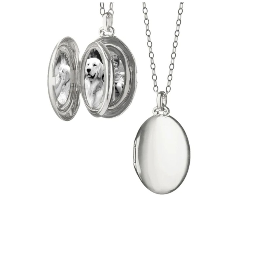 Jewelry Josephs Jewelers Home | Sterling Silver 4-Image Oval Locket With Chain - Josephs Jewelers