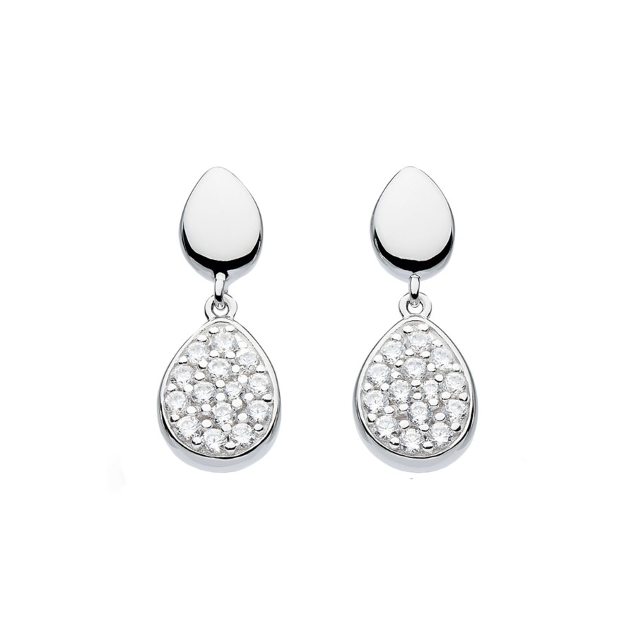 Jewelry Josephs Jewelers Home | Sterling Silver Coast Pebble Cubic Zirconia Drop Earrings White