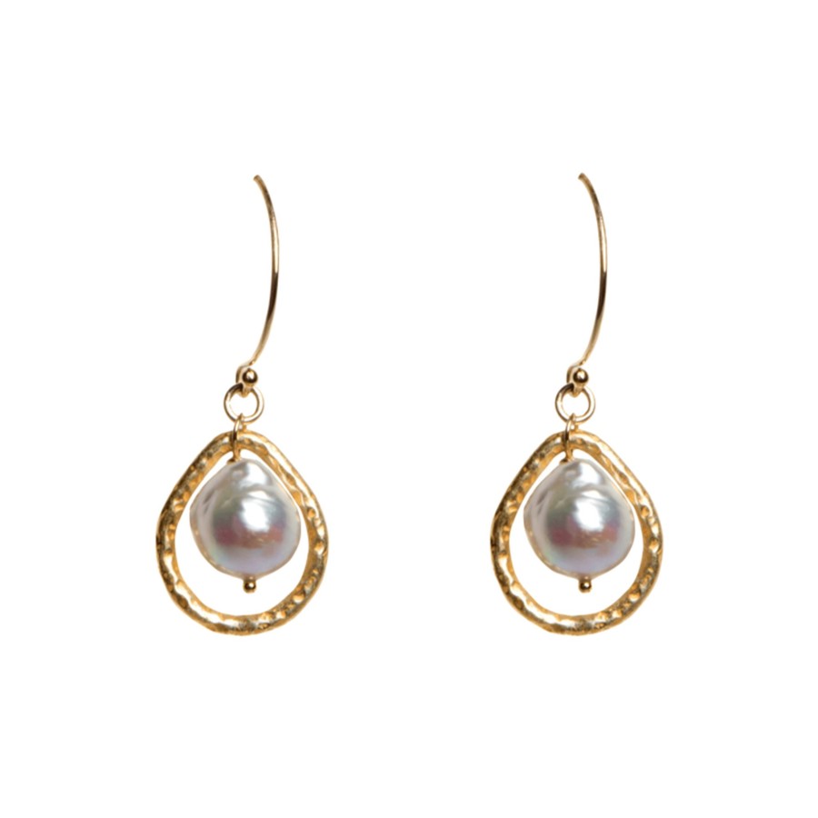 Jewelry Josephs Jewelers Home | Two-Tone Akoya Pearl Dangle Earrings White