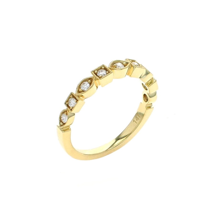 Jewelry Josephs Jewelers Home | Estate 14K Yellow Gold Diamond Multishape Bezel Band - Josephs Jewelers