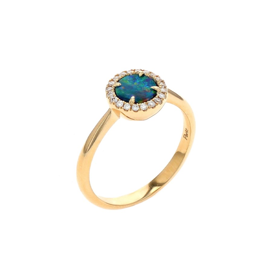 Jewelry Josephs Jewelers Home | 14K Yellow Gold Opal Doublet And Diamond Halo Ring - Josephs Jewelers Multi