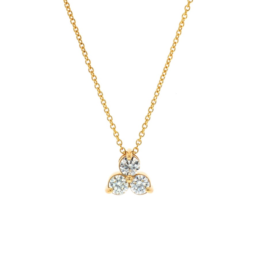 Jewelry Josephs Jewelers Home | 14K Yellow Gold Diamond Cluster Pendant With Chain White