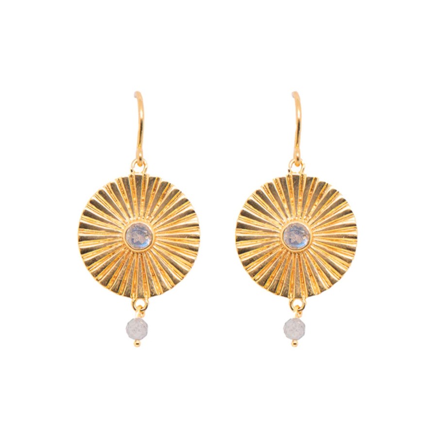 Jewelry Josephs Jewelers Home | 24K Gold Plated Sterling Silver Sunray Labradorite Earrings Blue