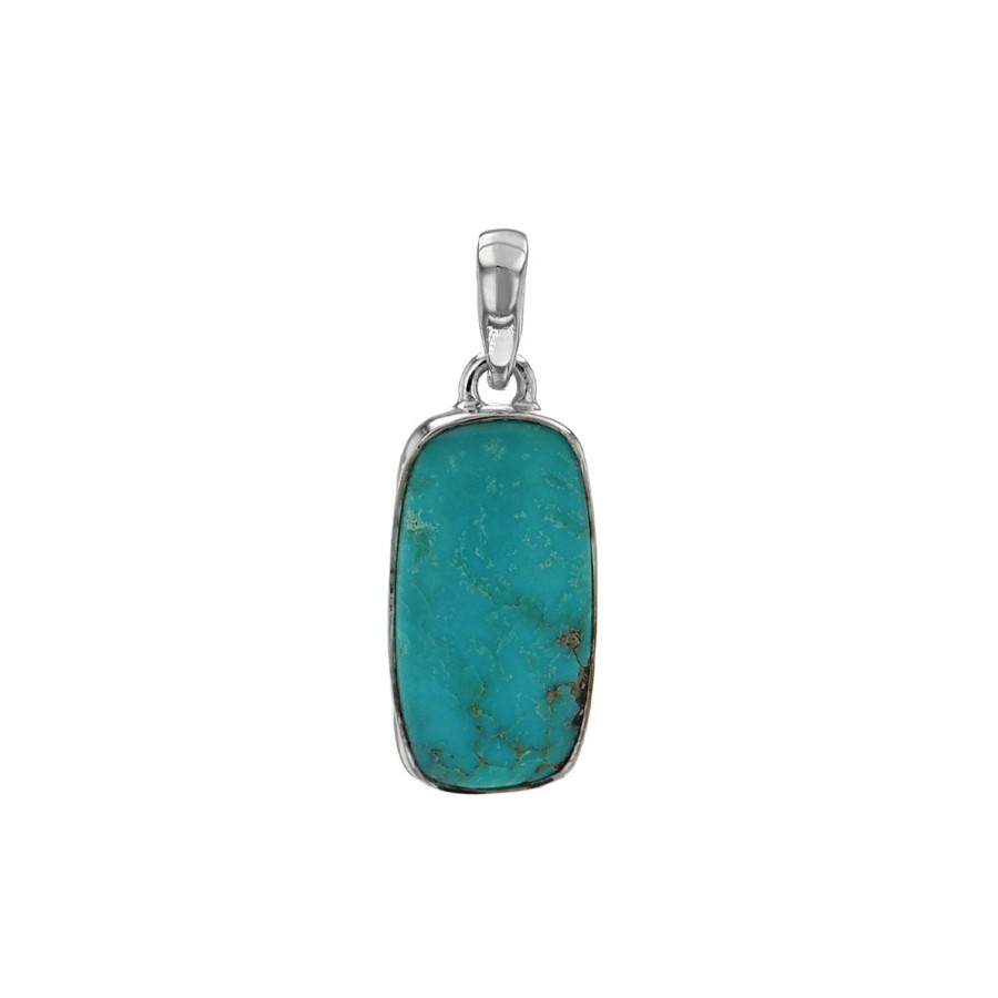 Jewelry Josephs Jewelers Home | Sterling Silver Rectangular Turquoise Pendant - Josephs Jewelers Blue