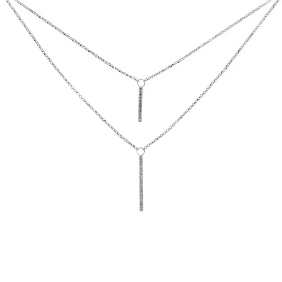 Jewelry Josephs Jewelers Home | 14K Gold 2-Layer Diamond Necklace - Josephs Jewelers White