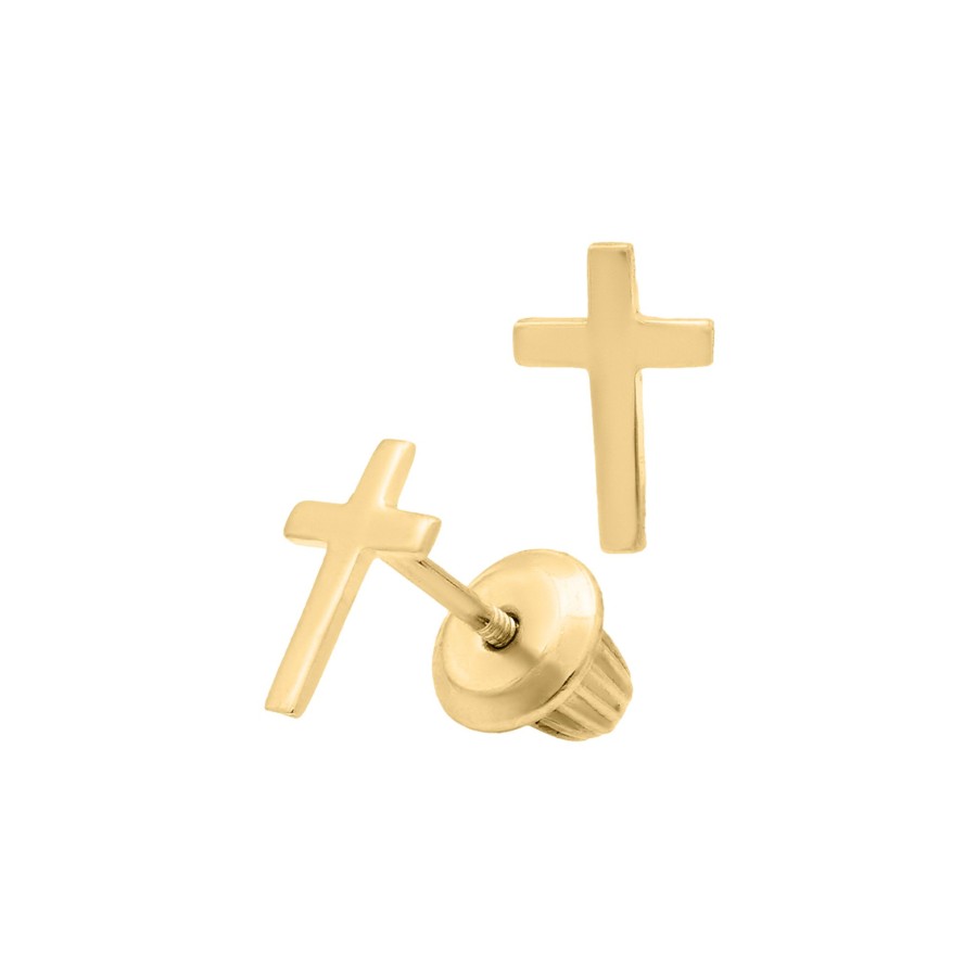 Jewelry Josephs Jewelers Home | Children'S 14K Yellow Gold Cross Earrings